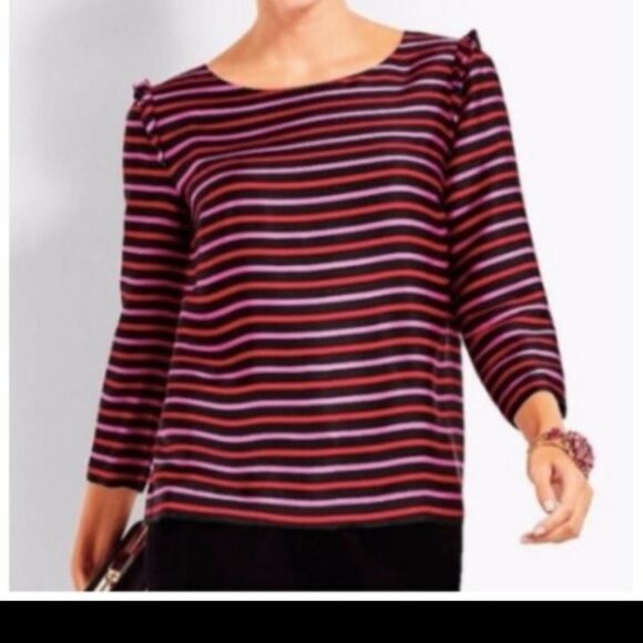 NWT RSVP by Talbots Striped Ruffle Top Blouse - Picture 1 of 12